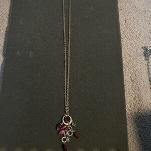 Lia Sophia Gold Necklace with Red Accents